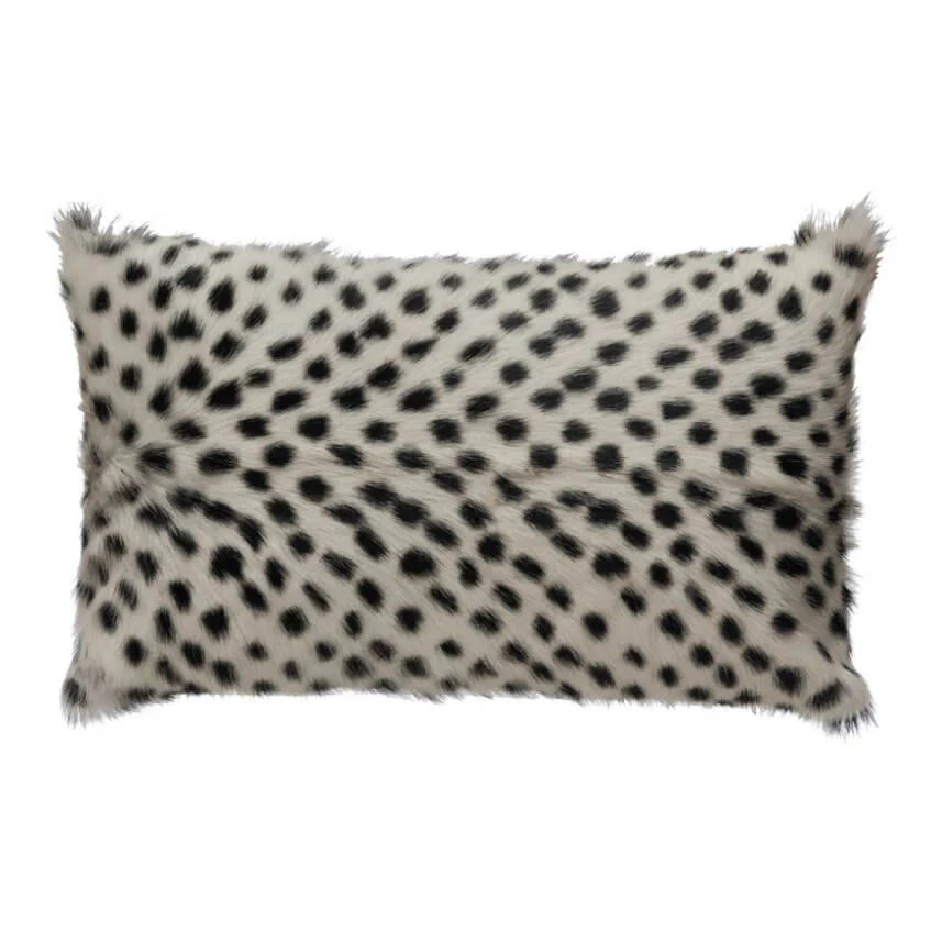 20" x 12" Goat Fur Lumbar Pillow w/ Printed Spots