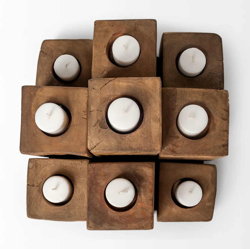 Cassius Wood Block Candle Holder - Image 3