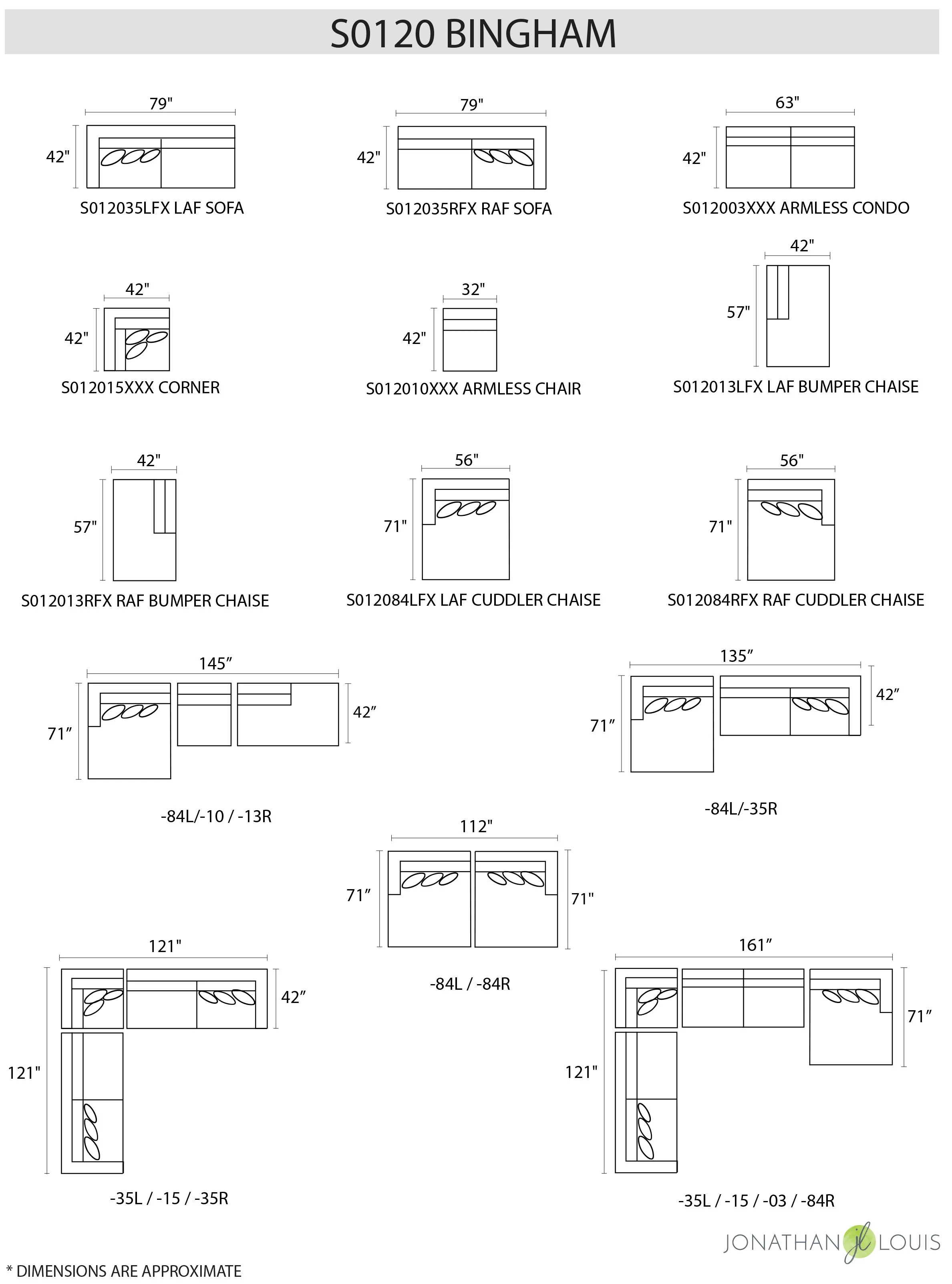 Custom Bingham 3 Pc Sectional - Image 3