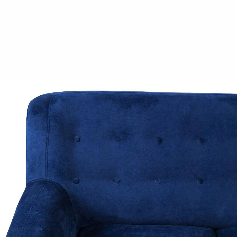 Edie Blue Velvet Loveseat - Image 2