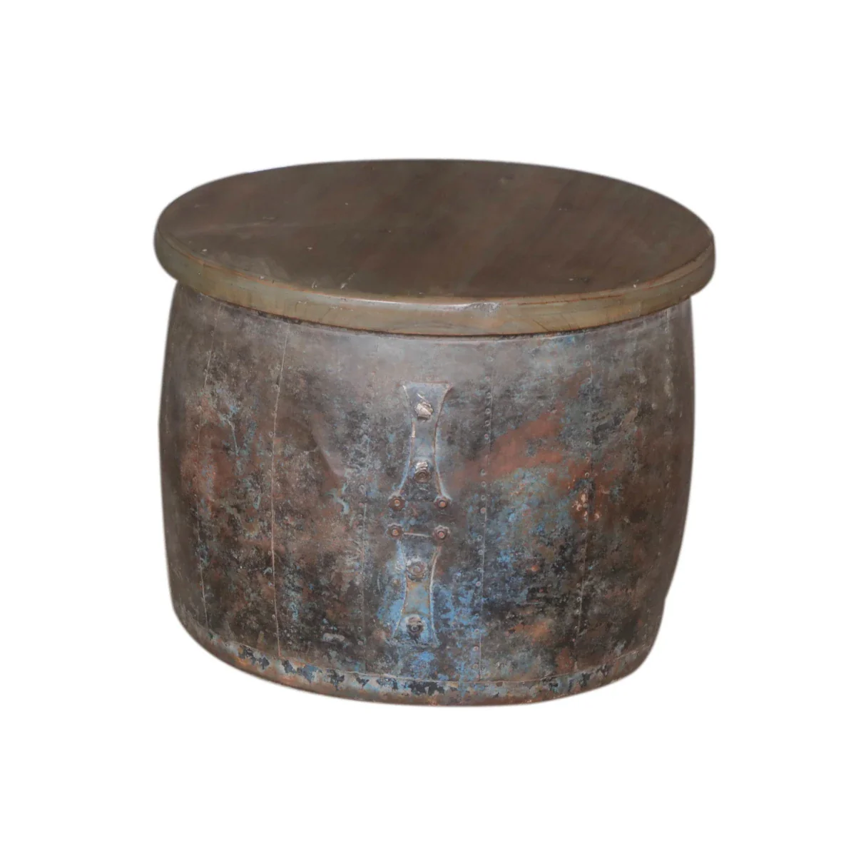 Handcrafted Iron Coffee Table with Teak Top - Image 2