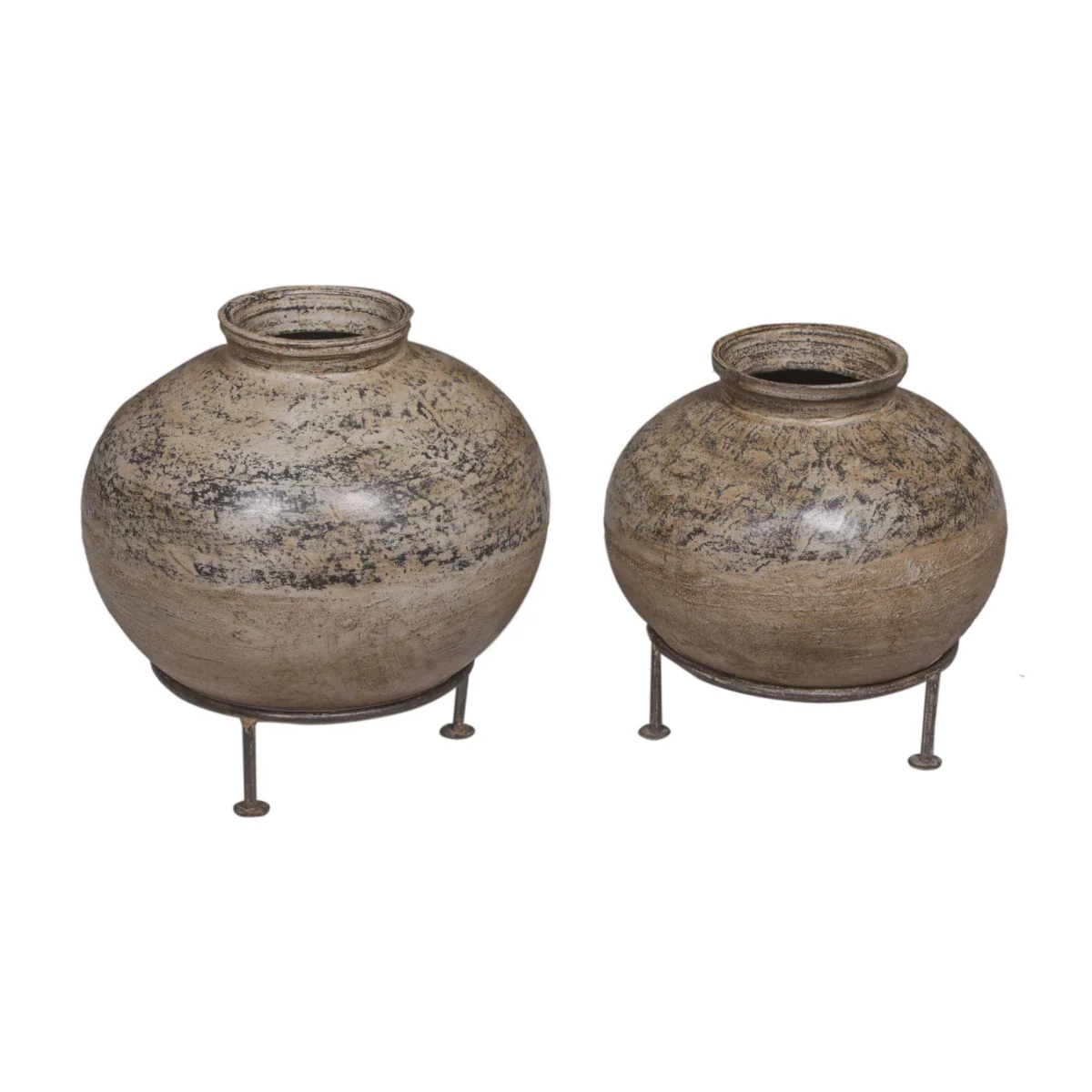 Handmade Clay Pot with Iron Stand - Image 4