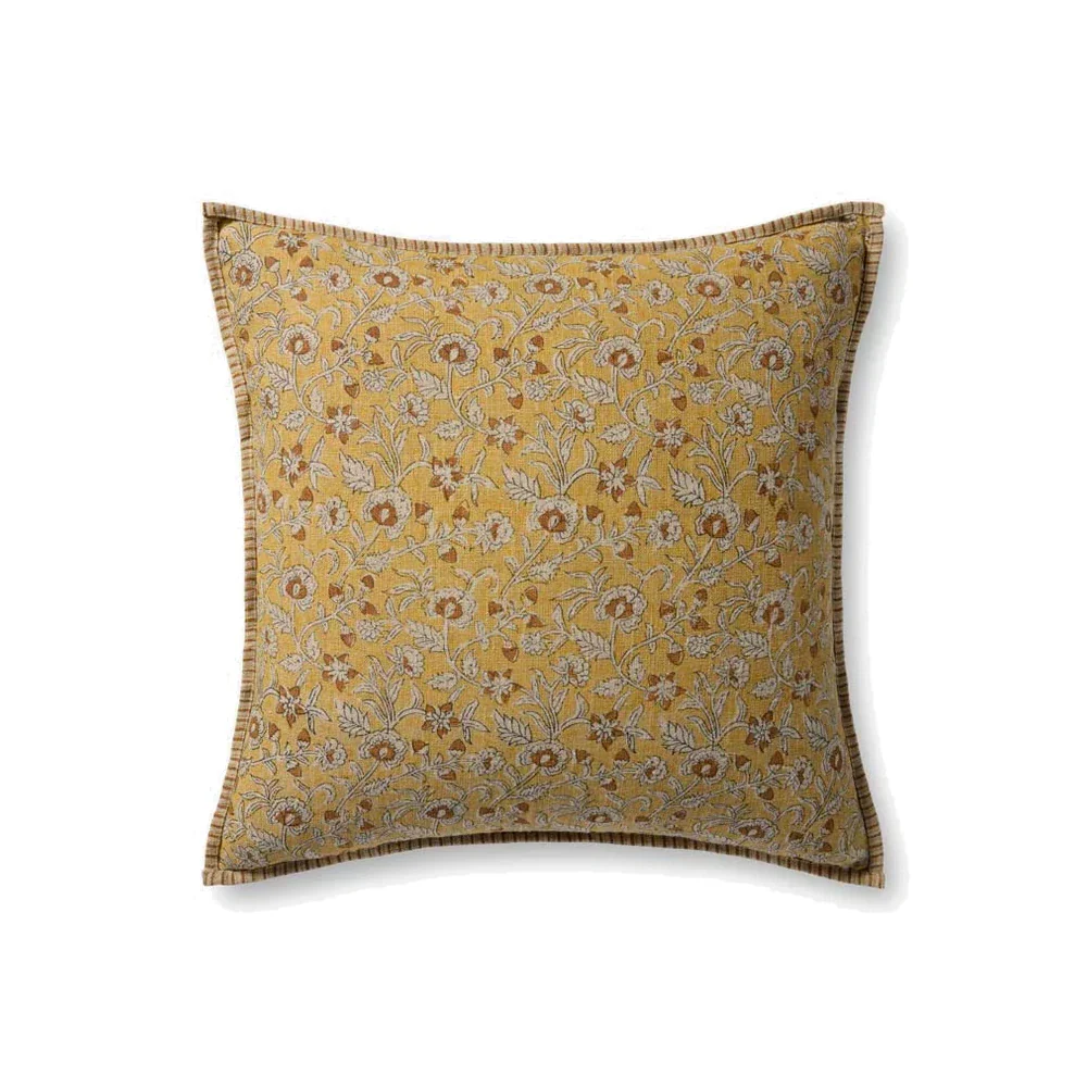 Indian Block Print Linen Pillow - Image 2