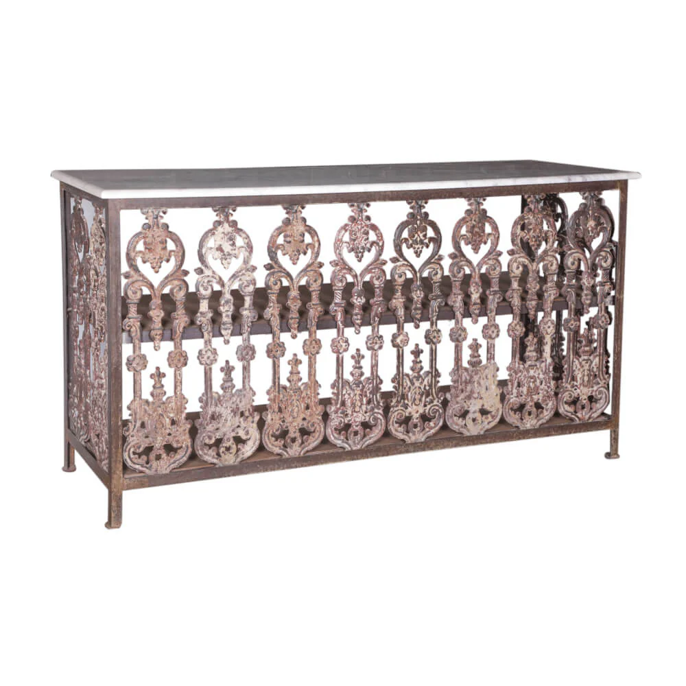 Iron Console Table with Marble Top - Image 2