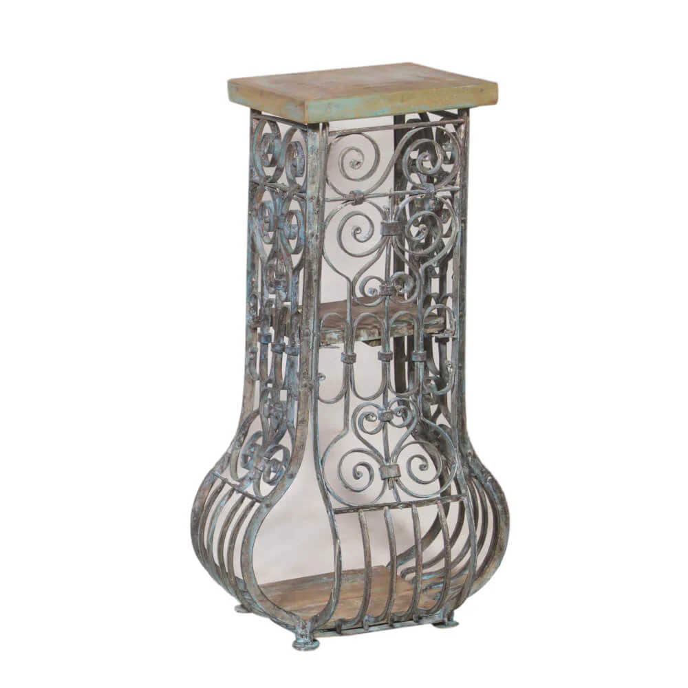 Iron Stool with Teak Top - Image 2