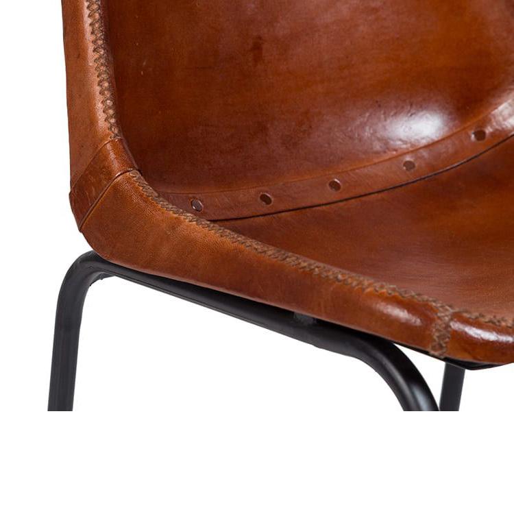 Leather Dining Chair with Metal Base - Image 8