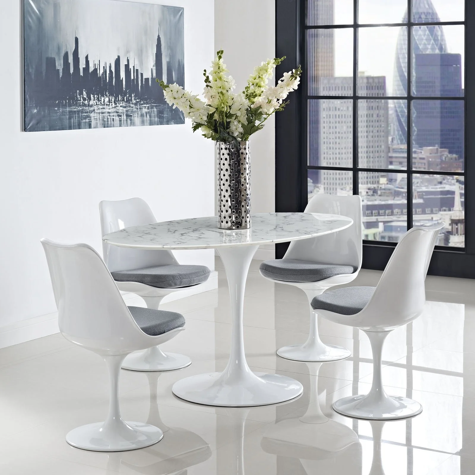 Lippa Marble-Top Tulip Table—Oval - Image 4