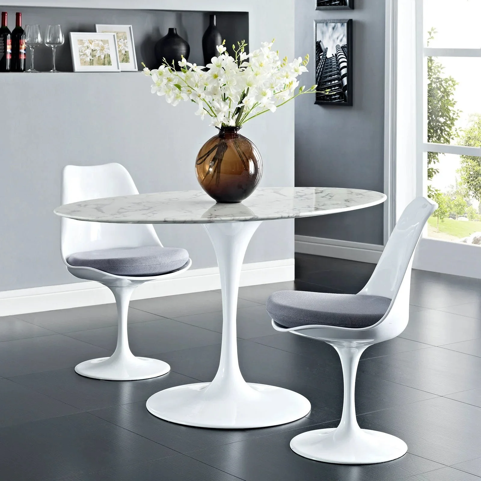 Lippa Marble-Top Tulip Table—Oval - Image 5