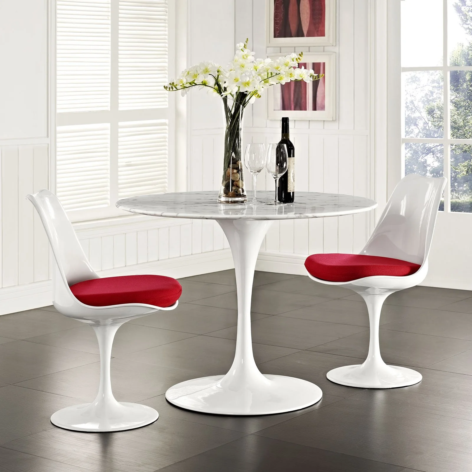 Lippa Marble-Top Tulip Table—Round - Image 5