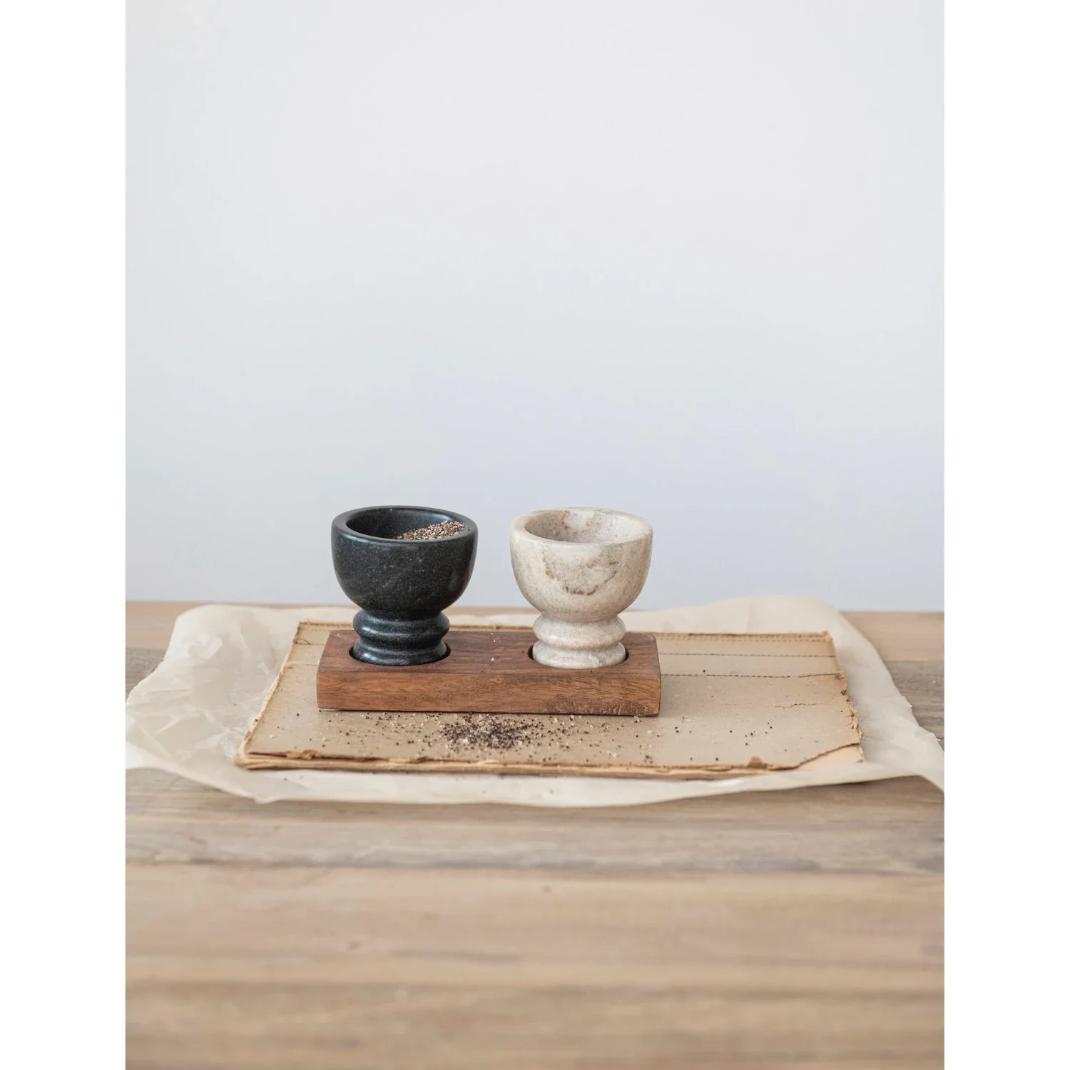 Mango Wood Tray with 2 Marble Bowls - Image 5