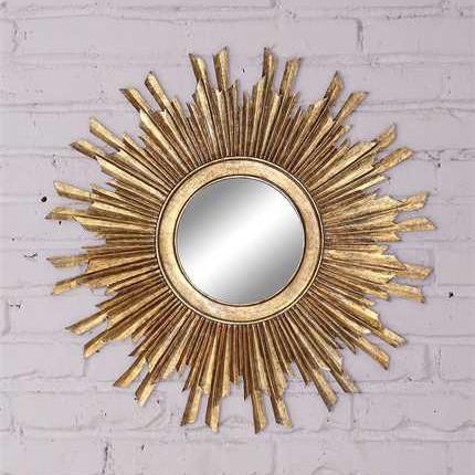 Round Golden Sunburst Mirror - Image 3