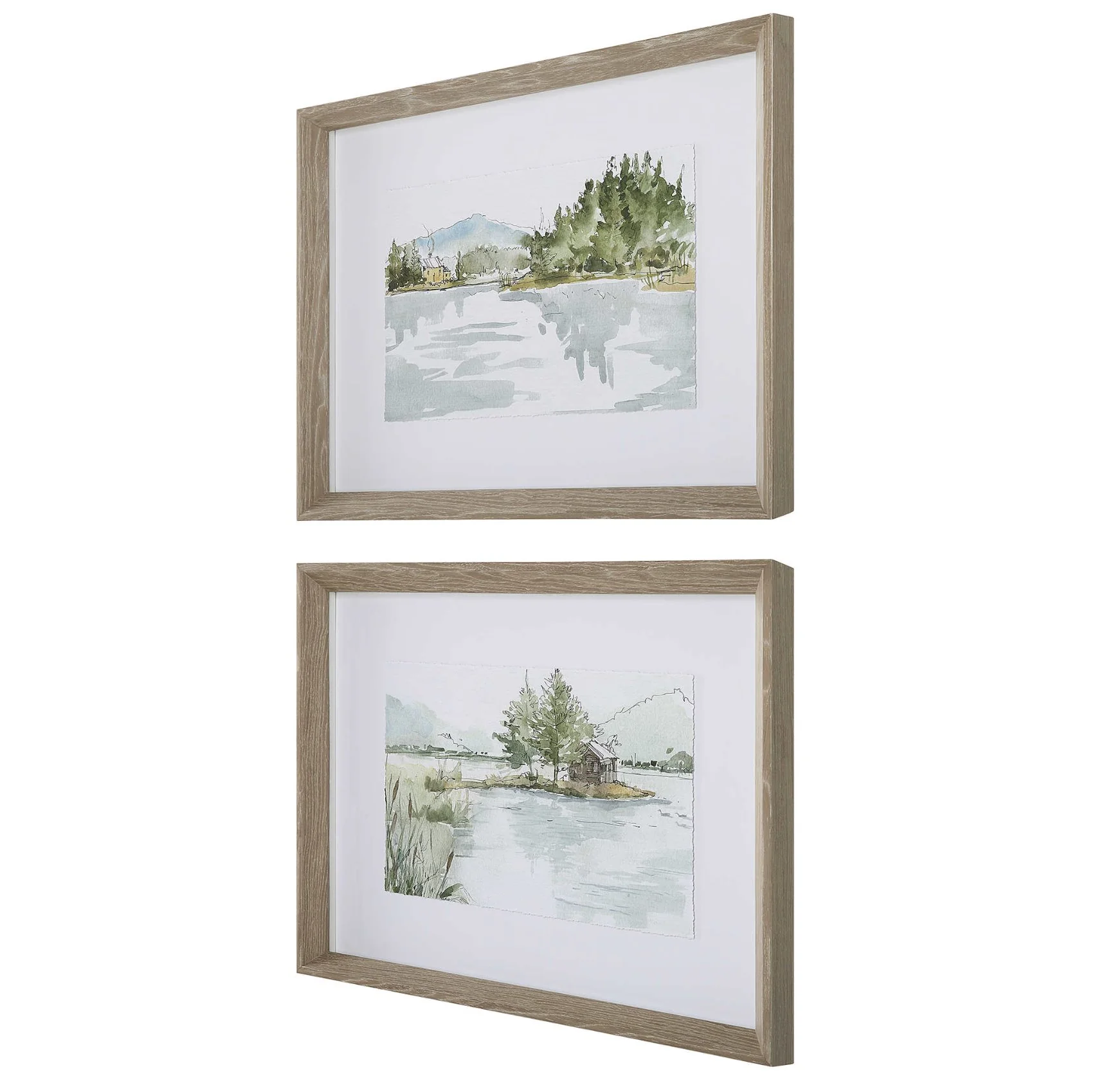 Serene Lake Framed Prints, Set of 2