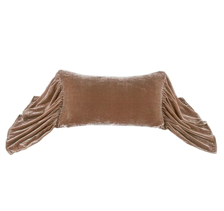 Stella Faux Silk Velvet Long Ruffled Pillow