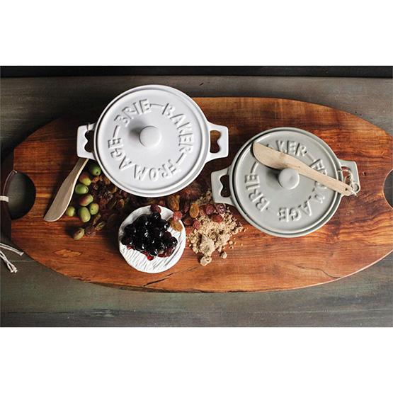 Stoneware Brie Baker with Wood Spreader - Image 4