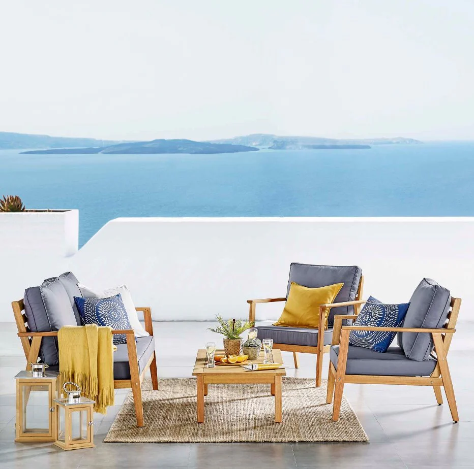 Syracuse Outdoor Patio Upholstered 4 Piece Furniture Set - Image 2