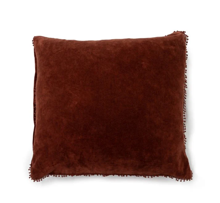 Velvet Pillow with Poms - Image 3