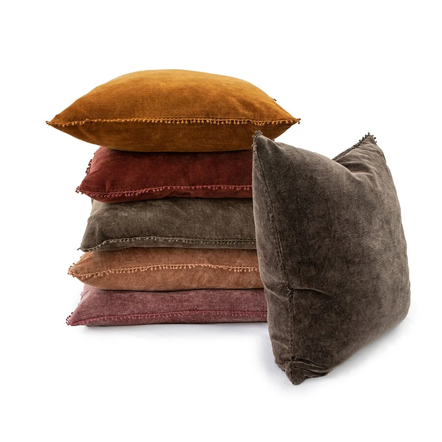 Velvet Pillow with Poms - Image 5
