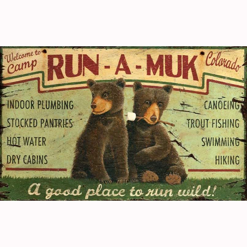 Vintage Inspired "Camp Run-A-Muk" Sign