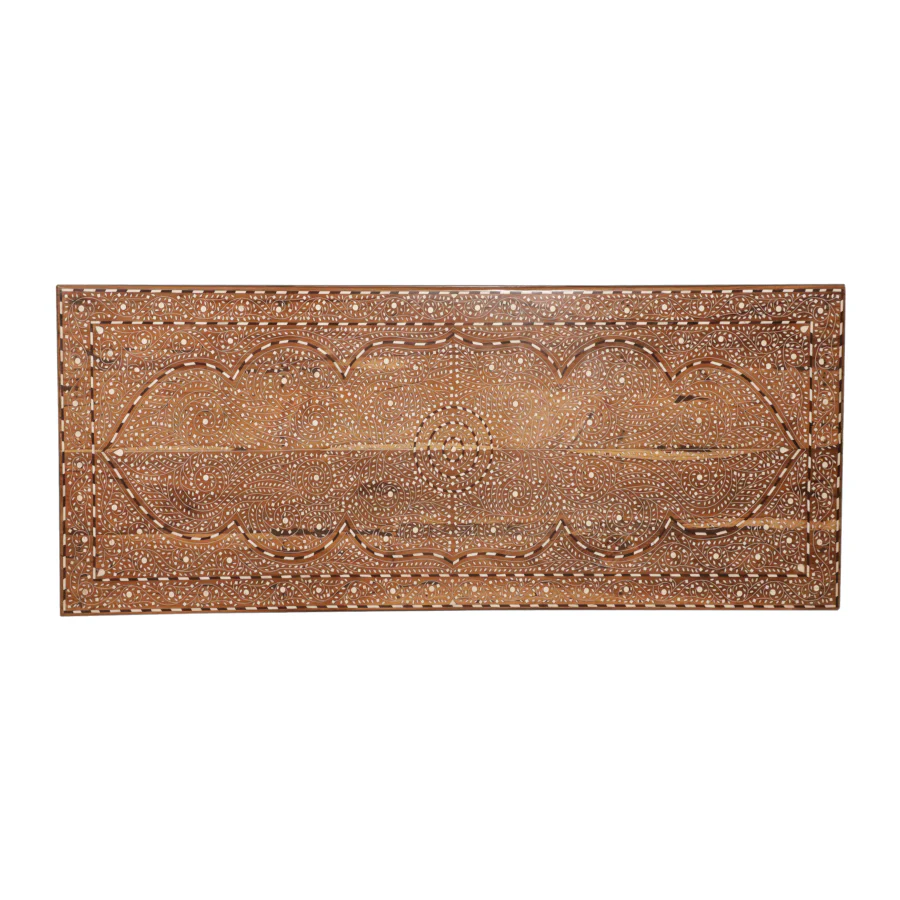 Teak Wood Table with Bone Inlay - Image 3